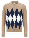 Ballantyne Beige Argyle Polo In Beige