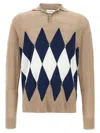 Ballantyne Beige Argyle Polo In Neutral