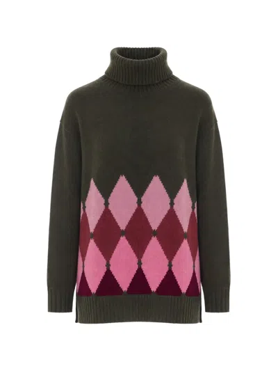 Ballantyne Argyle Roll-neck Sweater In Green