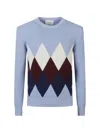 Ballantyne Argyle Round-neck Pullover In Black