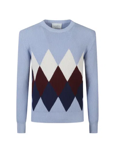 Ballantyne Argyle Round-neck Pullover In Black