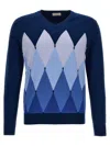 BALLANTYNE ARGYLE SWEATER, CARDIGANS BLUE