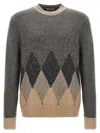 Ballantyne Grey Argyle Sweater In Gray