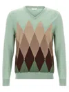 Ballantyne Light Green Argyle Sweater In Green