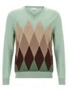 Ballantyne Light Green Argyle Sweater In Green