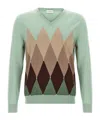 Ballantyne Light Green Argyle Sweater In Green