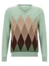 Ballantyne Light Green Argyle Sweater In Green