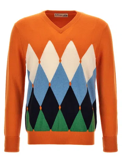 Ballantyne Argyle Sweater In Orange