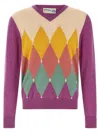 Ballantyne Argyle Sweater Sweaters And Cardigans Purple In Multi