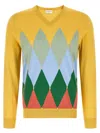 Ballantyne Argyle Cardigan In Yellow
