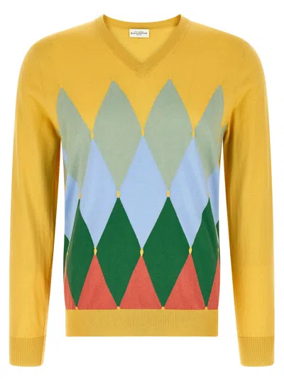 Ballantyne Argyle Cardigan In Yellow