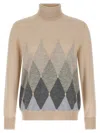 Ballantyne Argyle-pattern Turtleneck Sweater In Burgundy