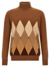 Ballantyne Brown Argyle Turtleneck Sweater In Brown