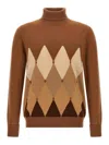 Ballantyne Argyle-pattern Turtleneck Sweater In Brown