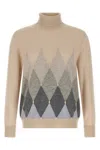 Ballantyne Argyle-pattern Turtleneck Sweater In Gold