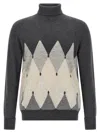 Ballantyne Argyle-pattern Turtleneck Sweater In Gray