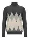 Ballantyne Argyle-pattern Turtleneck Sweater In Gray