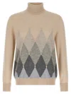 Ballantyne Argyle-pattern Turtleneck Sweater In Nude
