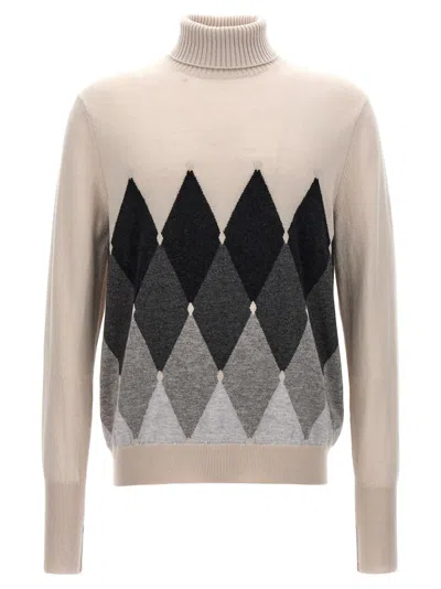 BALLANTYNE ARGYLE TURTLENECK SWEATER