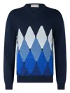 Ballantyne Argyle-pattern Sweater In Blue