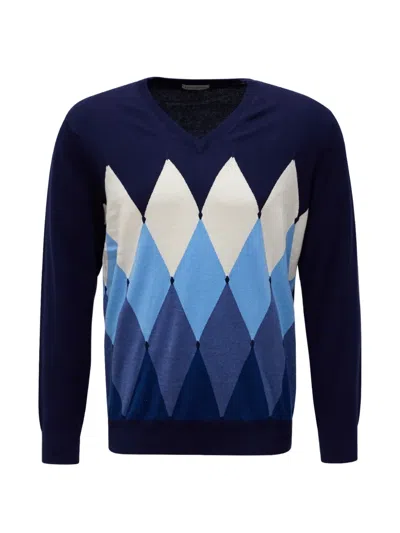 Ballantyne Argyle V-neck Sweater In Multi