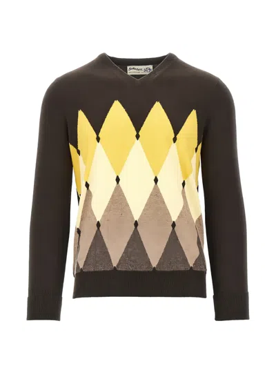 Ballantyne Argyle-intarsia Cashmere Sweater In Brown