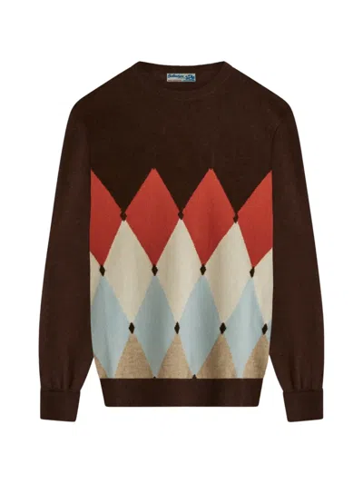 Ballantyne Argyle-intarsia Cashmere Sweater In Brown