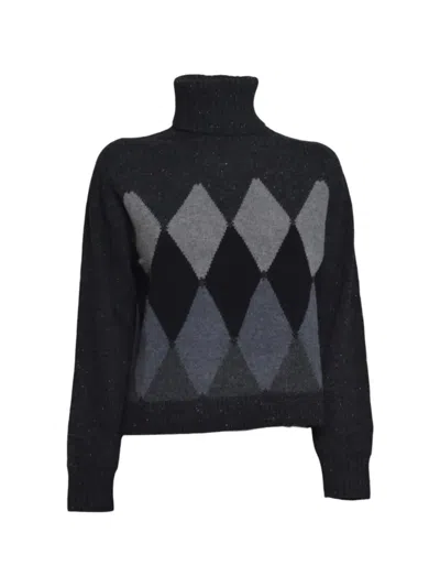 Ballantyne Argyle-intarsia Roll-neck Sweater In Blue