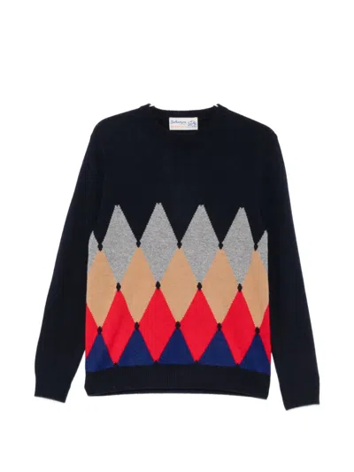 Ballantyne Argyle-intarsia Sweater In Black