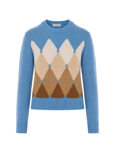 Ballantyne Argyle-intarsia Sweater In Blue