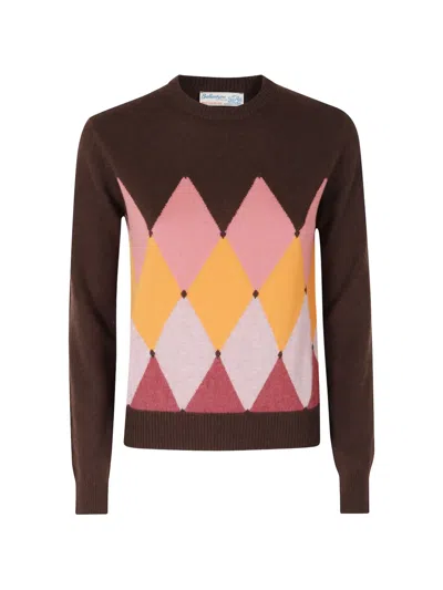 Ballantyne Argyle-intarsia Sweater In Brown