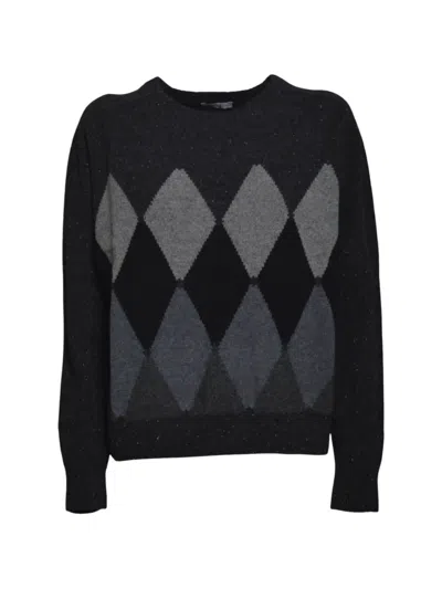 Ballantyne Argyle-intarsia Sweater In Black