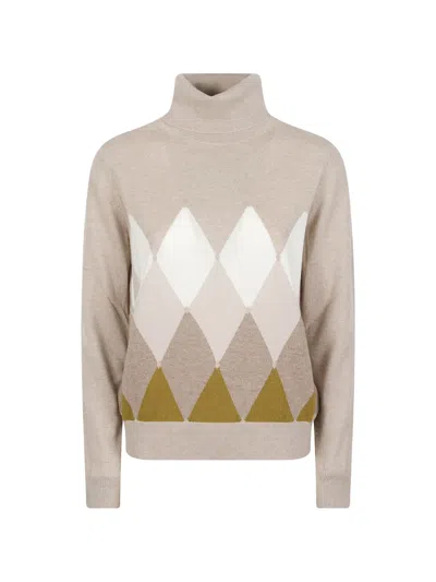 Ballantyne Argyle-intarsia Sweater In Neutral