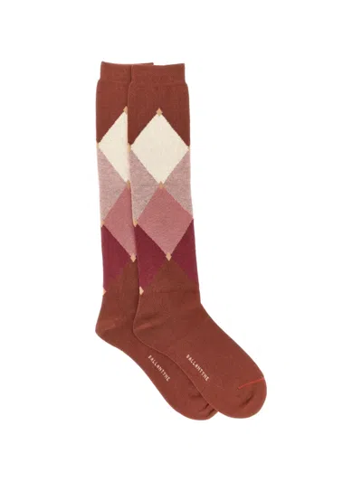 Ballantyne Argyle-knit Cotton Socks In Brown