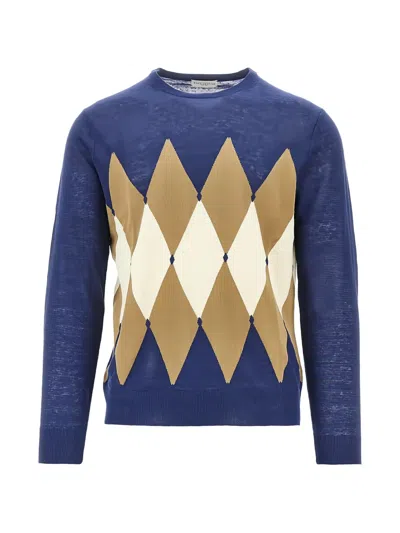Ballantyne Argyle-pattern Long-sleeve Sweater In Blue