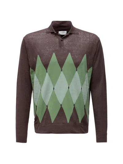 Ballantyne Argyle-pattern Polo Shirt In Brown
