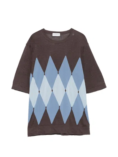 Ballantyne Argyle-pattern Short-sleeve T-shirt In Brown