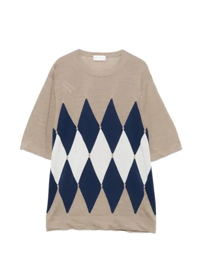 Ballantyne Argyle-pattern T-shirt In Neutral