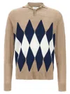 Ballantyne Beige Argyle Polo In Beige