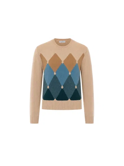 Ballantyne Cashmere Argyle Crewneck Jumper In Multi