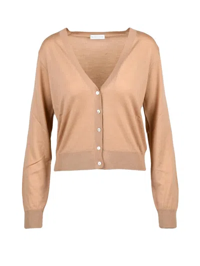 Ballantyne Beige Wool Short Cardigan In Brown