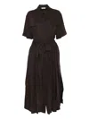 Ballantyne Shirt-style Midi Dress With Belted Waist In Brown
