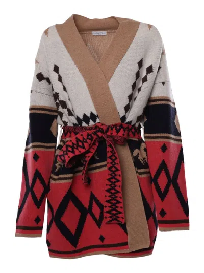Ballantyne Belted Knitted Cardigan In Multi
