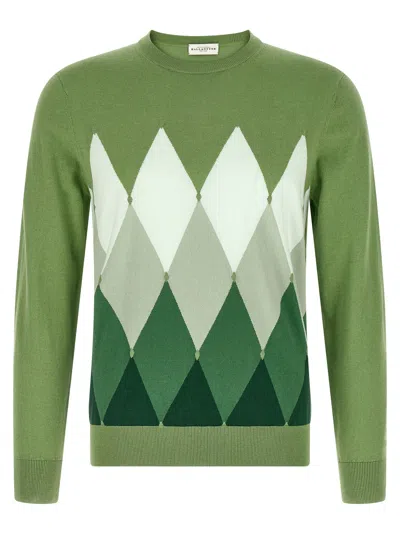 Ballantyne Bicolor Cotton Men's Cardigan In Green