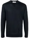 Ballantyne Black Cashmere Pullover In Blue