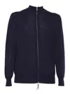 Ballantyne Black Zipped Cardigan With High Collar In Blue