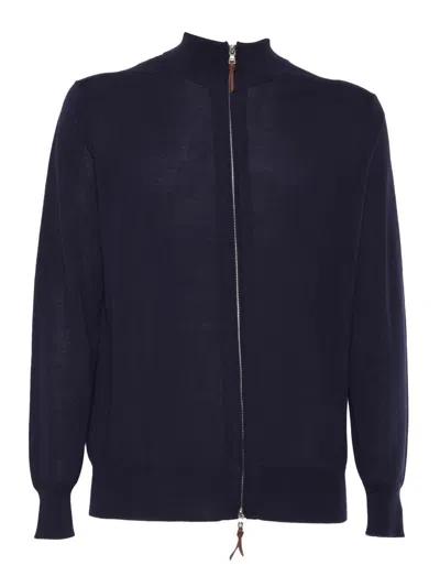 BALLANTYNE BLACK ZIPPED CARDIGAN WITH HIGH COLLAR