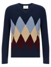 Ballantyne Blue Argyle Pattern Sweater In Blue