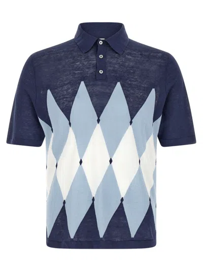 Ballantyne Blue Argyle Shirt Collar Polo