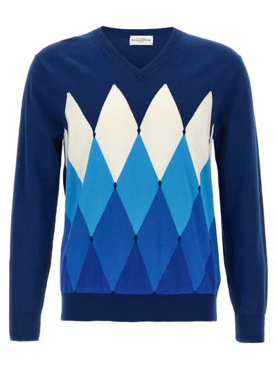 BALLANTYNE BLUE ARGYLE SWEATER